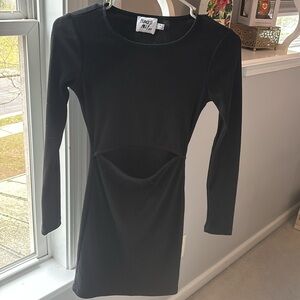 Princess Polly Black Long Sleeve Cutout Mini Dress